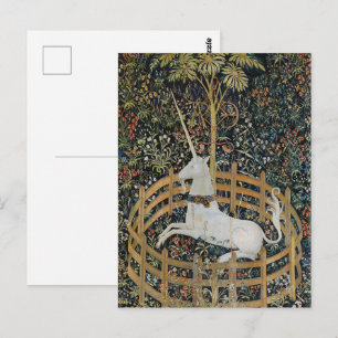 Vintage-Mittelalter-Einhorn-in-Gefangenschaft-Kuns Postkarte