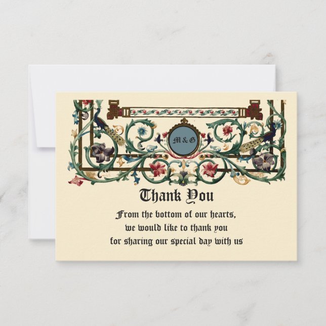 Vintage "mittelalterliche" Hochzeit Dankeskarte (Vorderseite)