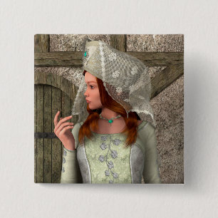 Vintage Mittelalterliche Prinzessin Renaissance Ku Button