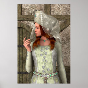Vintage Mittelalterliche Prinzessin Renaissance Ku Poster