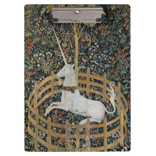 Vintage mittelalterliches Einhorn in Gefangenschaf Klemmbrett