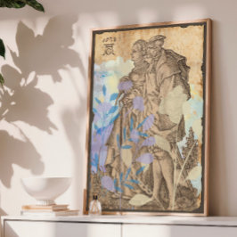 Vintage mittelalterliches Paar Decoupage-Seidenpap Seidenpapier