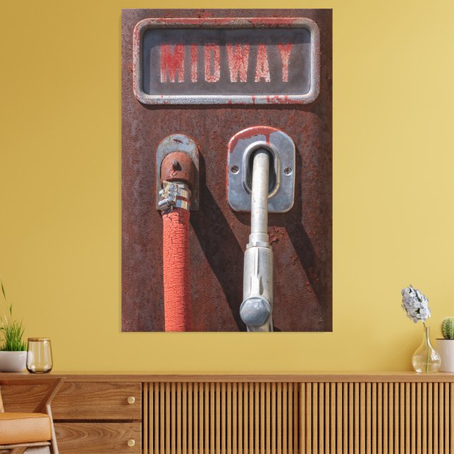 Vintage Mittelgaspumpe Leinwanddruck (Insitu (Wohnzimmer))
