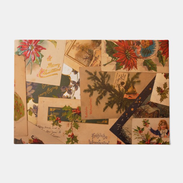 Vintage Mixed Frohe Weihnachtskarten  Fußmatte (Vorderseite)