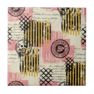 Vintage-Mixed-Media-Collage - abgenutztes Papier Fliese