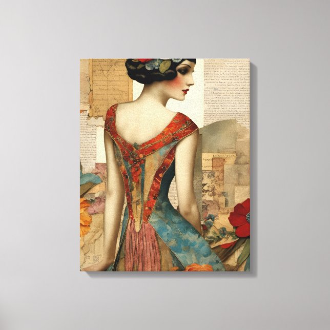 Vintage Mixed-Media-Collage Leinwanddruck (Vorderseite)