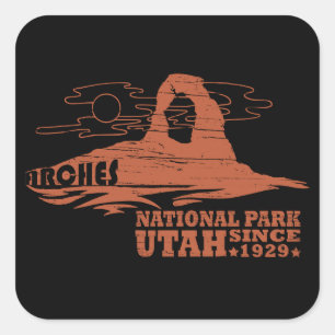 Vintage Moab - Utah - Nationalpark - Arches Quadratischer Aufkleber