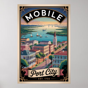 Vintage Mobile Alabama Retro-Reiseziel Poster