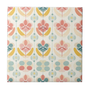 Vintage Mod abstrakte florale Kreise Keramikfliese