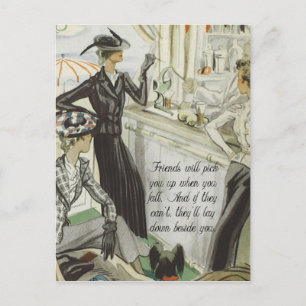 Vintage Mode-Anzeige:  Freundschaft Postkarte
