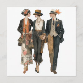 Vintage Mode-Dreiergruppe - Decoupage-Blatt, Einladung