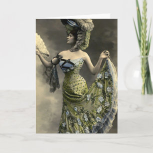 Vintage Mode-enormer Hut und kleine Taille Karte