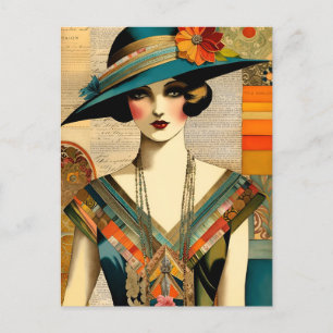Vintage Mode Frau Postkarte