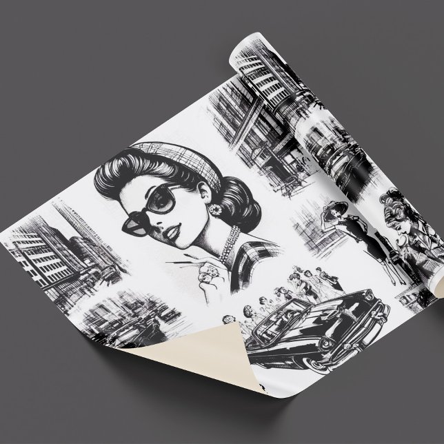 Vintage Mode-Girl Zeichnend Geschenkpapier (Von Creator hochgeladen)