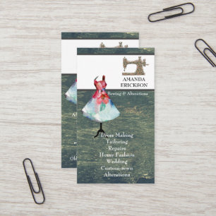 Vintage Mode-Handwerkskunst Girly Floral Nähmasch Visitenkarte