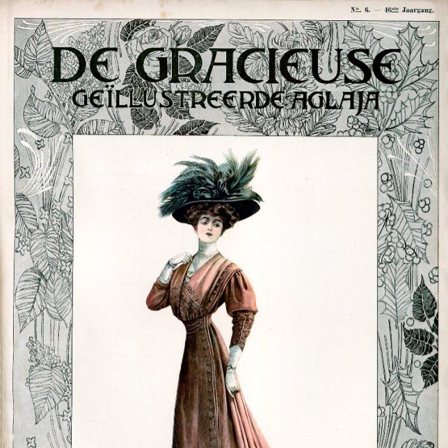 Vintage Mode Illustration Lady Feather Hat Poster (Von Creator hochgeladen)