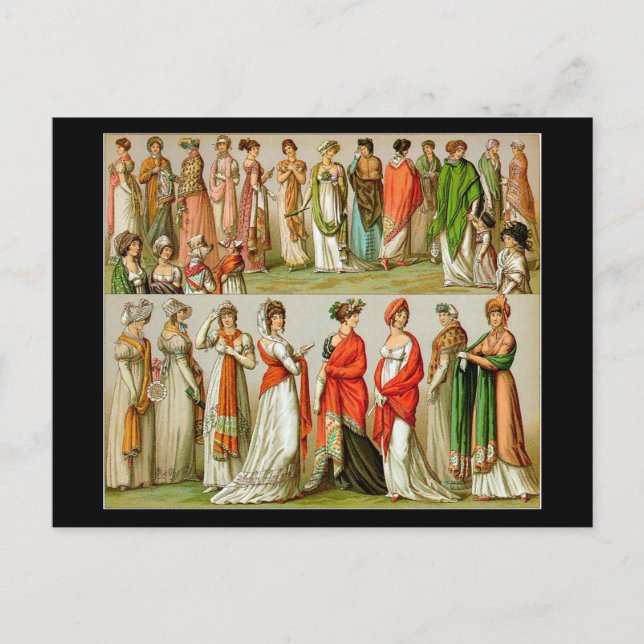 Vintage Mode, Regency Shawls, 1888 Postkarte (Vorderseite)