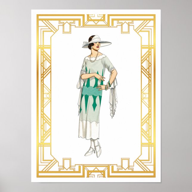 Vintage Mode Roaring 20er Gatsby Era Dress Poster (Vorne)