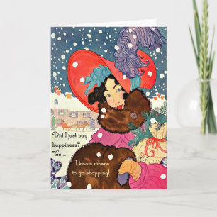 Vintage Mode Shopaholic Feiertagskarte