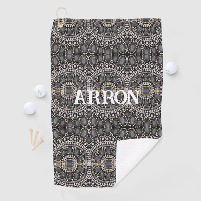 Vintage Mode Steampunk gothisch silber schwarz Golfhandtuch (Insitu)