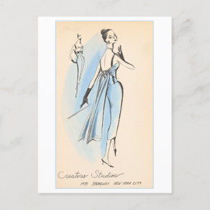 Vintage-Modedesign für Abendkleid-Postkarte Postkarte