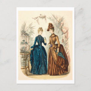 Vintage Modeillustration Kleider 1886 Postkarte