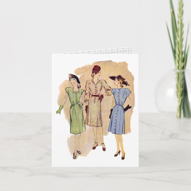 Vintage Modekarte der 40er Jahre Karte (Vorderseite)