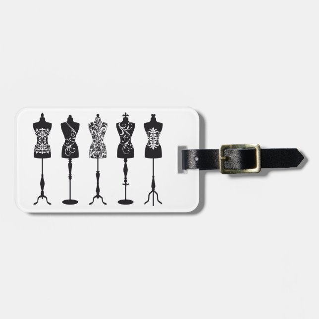 Vintage Modemannequin-Silhouetten Gepäckanhänger (Vorderseite horizontal)