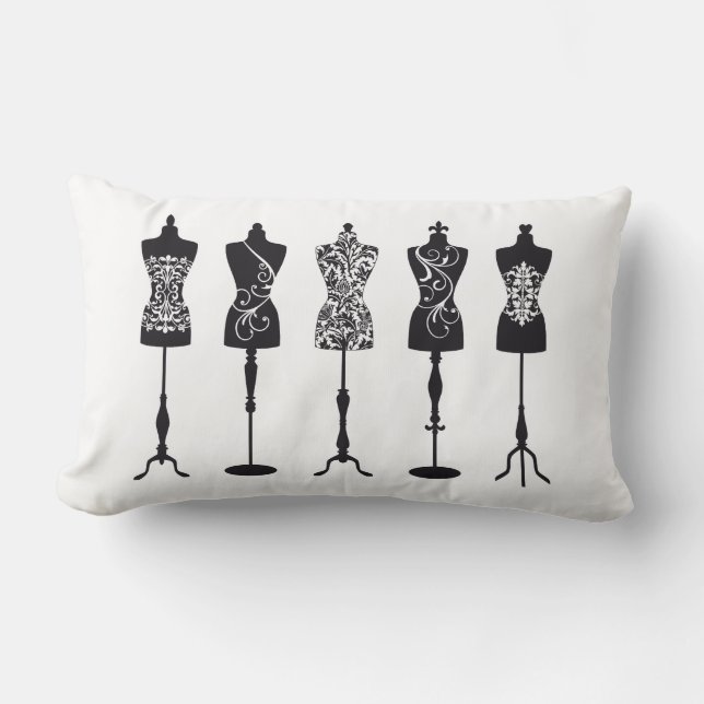Vintage Modemannequin-Silhouetten Lendenkissen (Vorderseite)