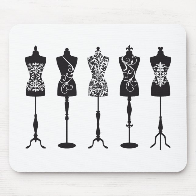 Vintage Modemannequin-Silhouetten Mousepad (Vorne)