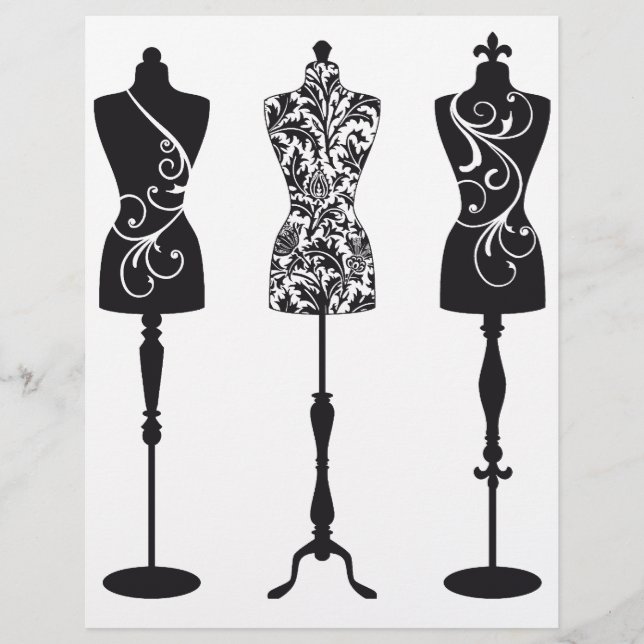 Vintage Modemannequins Silhouetten (Vorderseite)