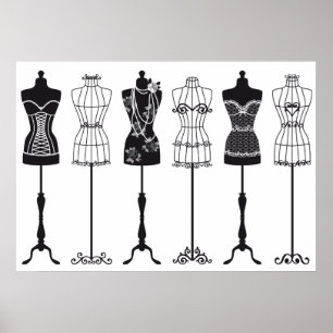Vintage Modemannequins Silhouetten Poster