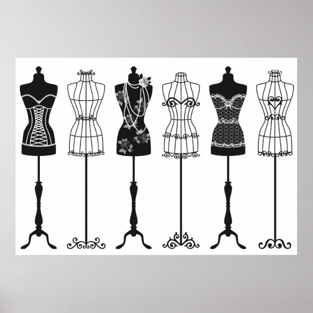 Vintage Modemannequins Silhouetten Poster (Vorne)