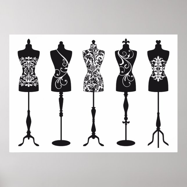 Vintage Modemannequins Silhouetten Poster (Vorne)