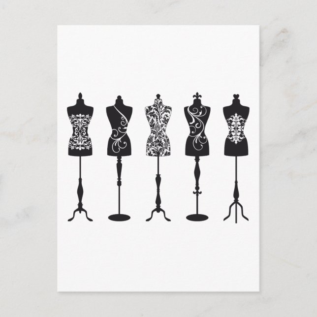 Vintage Modemannequins Silhouetten Postkarte (Vorderseite)