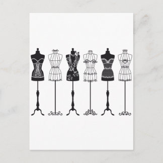 Vintage Modemannequins Silhouetten Postkarte