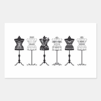 Vintage Modemannequins Silhouetten Rechteckiger Aufkleber