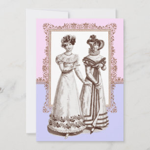 Vintage-Moden Rosa und violette Spitze Brautparty Einladung