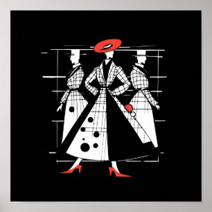 Vintage Modennähmuster decken kunststilisierte For Poster