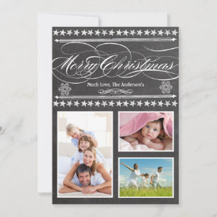 Vintage Modern Black and Red Chalkboard Foto Card