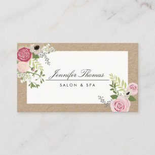 Vintage Modern Florales Motiv Schönheitssalon Kraf Visitenkarte