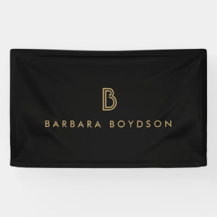 Vintage Modern Gold/Schwarzes Monogramm-Logo Banner