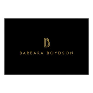 Vintage Modern Gold/Schwarzes Monogramm-Logo zum D Poster
