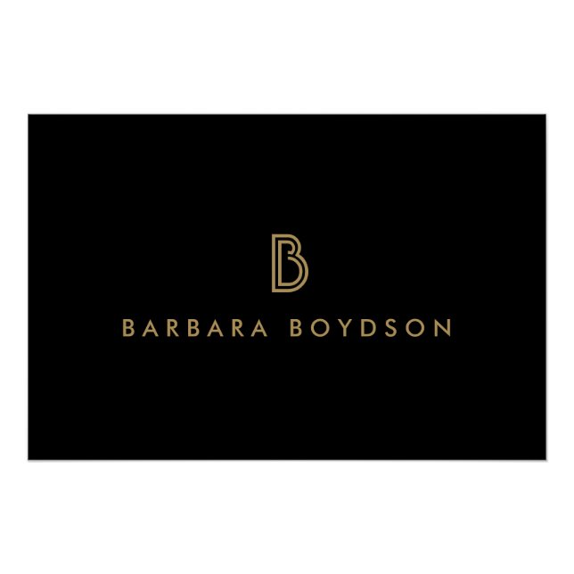 Vintage Modern Gold/Schwarzes Monogramm-Logo zum D Poster (Vorderseite)