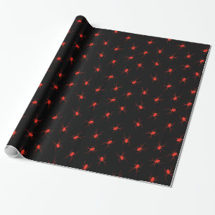 Vintage Modern Halloween Roter Spinne Geschenkpapier
