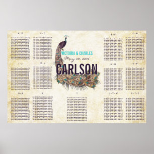 Vintage Modern Pfau Sitzordnung Poster