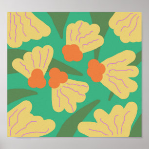 Vintage Modern Retro Florales Fettes Doodle-Kunstw Poster