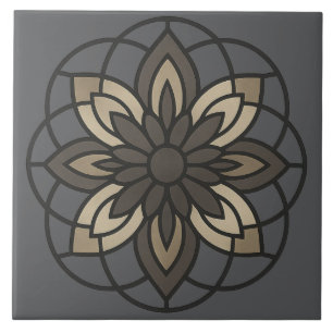 Vintage-Moderne Blumen-Geometrie Fliese