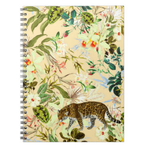 Vintage Moderne Blumen Tiger Dschungel Tropisch Notizblock