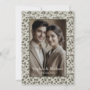 Vintage moderne Blumenhochzeit Danke Card Moody